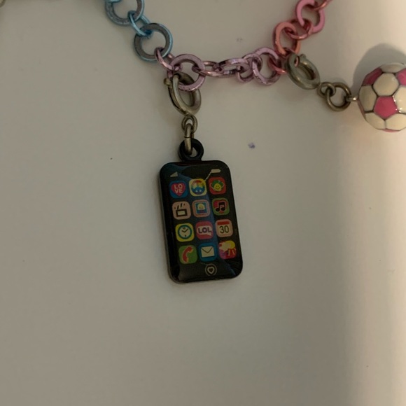 Girl’s Charm It! Bracelet with 4 Charms and Rainbow Band - Picture 2 of 7